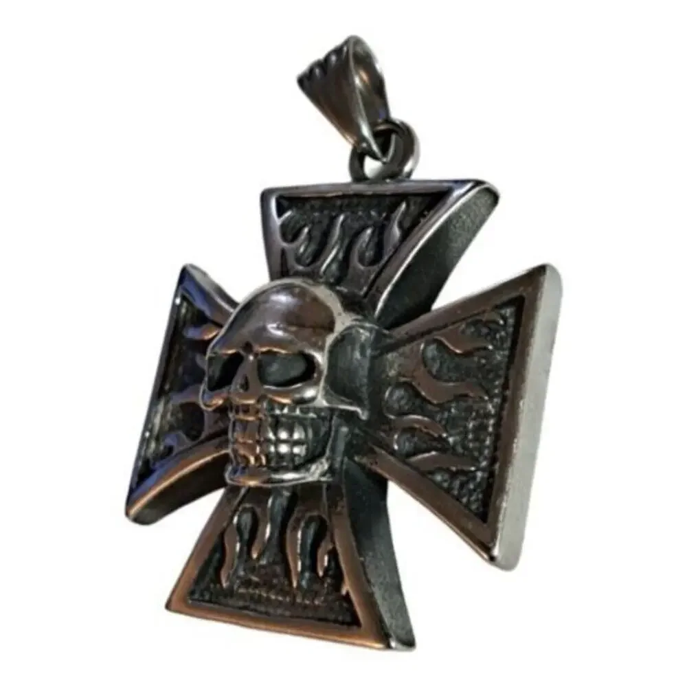 New stainless steel Iron cross with skull‎